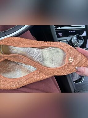 Giorgio Armani Woven Pointed Toe Ballet Flats - Brown 37